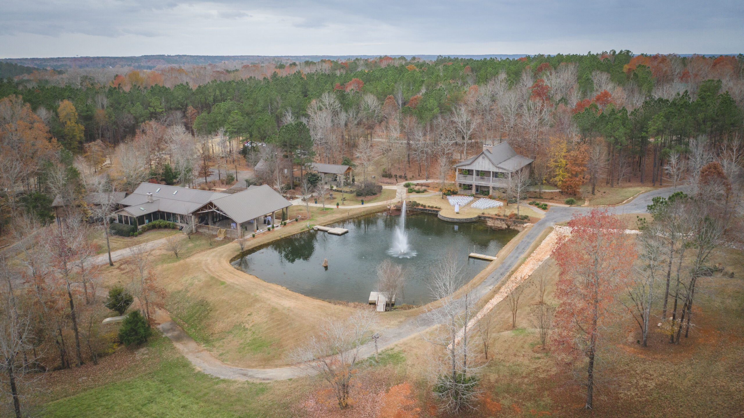 Aerial view in fall