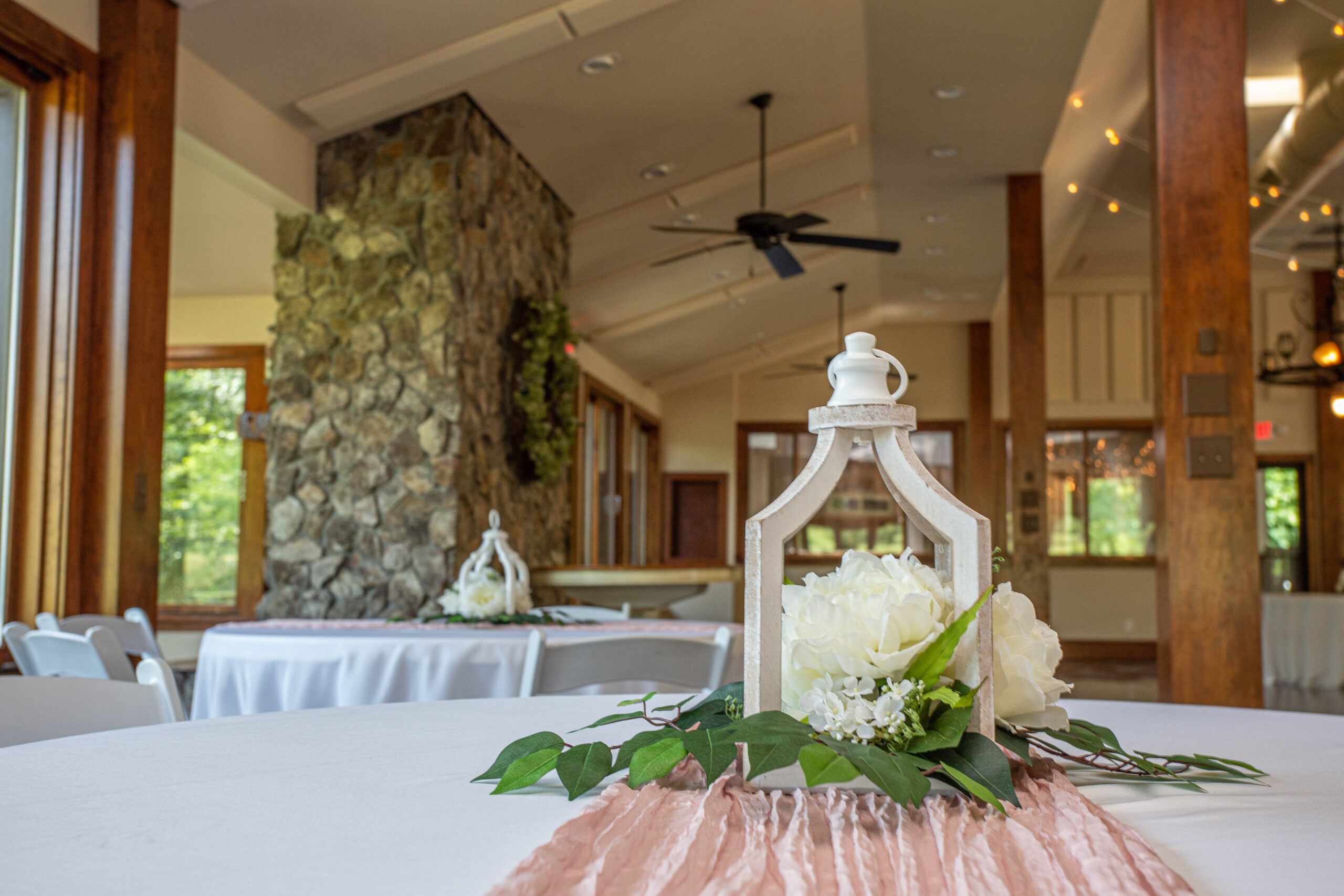 Reception table with fireplace